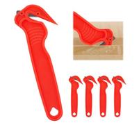 UIHRLM Box Cutter Safety Knife 5PCS, Portable Handheld Hook Film Strapping Cardboard Cutters Tool with Non-Slip Grip for Home Warehouse Work Boxes Cutting Opening, No Exposed Blade (Red)