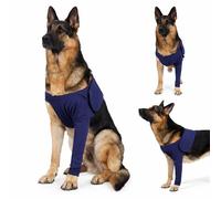 UIHRLM Dogs Anti-Licking Sleeve, Front Leg Surgery Medical Sleeve Suit With Magic Stickers for Pets, Soft Leg Wounds Protection Prevents Biting Sprains for Injury Recover (Blue, XL)