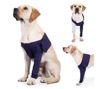 UIHRLM Dogs Anti-Licking Sleeve, Front Leg Surgery Medical Sleeve Suit With Magic Stickers for Pets, Soft Leg Wounds Protection Prevents Biting Sprains for Injury Recover (Blue, L)