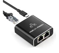 UIHRLM Ethernet Splitter 1 to 2 Out - 1000Mbps Gigabit High Speed Rj45 Network Splitters, Internet Splitter with 1m Cat6 Cable for Computer Laptop Router Smart TV Gaming Console (Black)