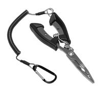 UIHRLM Fishing Plier, Multi-Functional Fish Pliers Hook Remover with Safety Coiled Lanyard, Stainless Steel Long Nose Fish Plier Fishing Scissors Tools for Hook Remove, Line Cutting, Split Rings