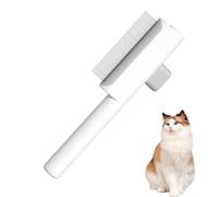 UIHRLM Flea Comb, Pet Grooming Brush with Release Button, One-Click Self-Cleaning Cat Hair Brush, Side by Side Tooth Comb for Cat Dog Matted Fur Remover, Removing Fleas Pet Grooming Tool (White)
