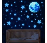 UIHRLM Glow in The Dark Stickers, Glow in The Dark Stars & Moon Wall Sticker - Adhesives Luminous Ceiling Decals for Nursery Girls Kids Bedroom Living Room Home Decoration (Blue)
