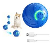 UIHRLM Interactive Dog Toy Ball, Smart Rolling Ball Toy with LED Flash Light, 360° Rotation Vibrating Jumping Balls for Dogs and Cats Play Chase Expend Energy, Rechargeable Washable Pet Toys (Blue)