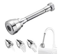 UIHRLM Kitchen Tap Spray Head, 360°Swivel Adjustable Faucet Extender with 3 Water Modes, Universal Flexible Tap Sprayer Attachment Fit 22mm/24mm Standard Taps Adapter for Kitchen Sink (Siliver, Small)