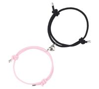 UIHRLM Magnetic Couple Bracelets, 2PCS Matching Bracelet Adjustable Handmade Cord Bracelet, Magnetic Love Heart Natural Stone Beaded Bracelet Couple Gift for Boyfriend Girlfriend (Pink)