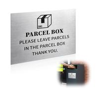 UIHRLM Parcel Box Sign, Metal Aluminium Please Leave Parcels In The Parcel Box Sign with Adhesive Backing, 15 X 10CM Parcel Box Sticker Delivery Packets Notice for House, Office, Outside Use