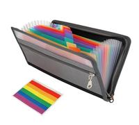 UIHRLM Receipt Folder, 13 Pockets B6 Small Accordion File Organiser, Compartments Document Folder with Colorfull Inside Page, Multi-Color Labels Expandable Receipt Wallet for Coupon Cash Bills