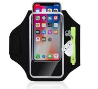 UIHRLM Running Armband Phone Holder, 6.8 Inch Phone Armband with Earphone Bag and Reflective Strips Zipper, Waterproof Running Band Compatible with iPhone 11-15 Cash Car Key Runners Exercise