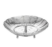 UIHRLM Stainless Steel Steamer Basket- Adjustable Expandable Folding Vegetable Steaming Basket with Handle, Food Steamers for Cooking Fish Dumplings Seafood (Small)