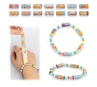 UIHRLM Sticky Rolls Bracelet, Wearable Stitch Sticky Roll with 140 Mini Stickers and Ropes, Shareable & Reusable Sticki Rolls DIY Jewellery Bracelets Making Kit for Birthday Party Kids Favors