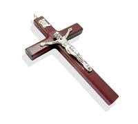 UIHRLM Wooden Cross, 4.9 Inch Jesus Cross with Hanging Hole Design, Crucifix Wall Hanging Religious Worship Symbol Catholic Ornament Accessories for Church, Living Room, Home Decoration