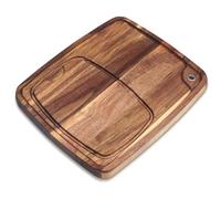 Uiifan 1 Pcs Steak Plates with Juice Channel Wooden Steak Board Set Acacia Cutting Serving Board for Home Serving Eating Meat Dishes Snack Dessert, 13 x 11 x 0.6 Inch