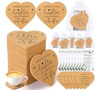 Uiifan 100 Set Wedding Favors for Guest Coaster Gifts Bulk Heart Shaped Coasters Thank You Cards Organza Bags Guest Souvenirs for Wedding Party Bridal Favors
