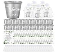 Uiifan 100 Set Wedding Favors for Guests Bulk Shot Glasses Cheers to Love Stainless Steel Shot Glasses with Thank You Cards Organza Bags for Guest Wedding Newlyweds Bridal Shower Gifts Souvenir