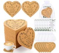 Uiifan 100 Sets Wedding Favors for Guests Coaster Gifts Bulk Mr and Mrs Heart Cork Coasters Heart Gifts Thank You Cards and Organza Bags Guest Souvenirs for Wedding Party Bridal Favors