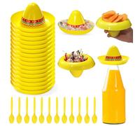 Uiifan 12 Pcs Mexican Hat Bowls Scoops Set,8 Ounces Plastic Cinco De Mayo Fiesta Party Cups Ice Cream Bowls,Mini Dessert Sundae Snack Cups for Mexican Party Favor Supplies Decorations