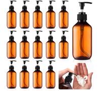 Uiifan 16 Pcs Amber Foaming Soap Dispenser 8.5 oz Refillable Foam Pump Bottle Liquid Plastic Container for Kitchen Bathroom Commercial Concentrated or Regular Shampoo Body Wash Dish Liquid Soap