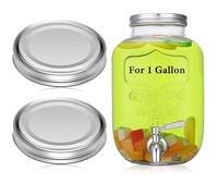 Uiifan 2 Pcs 304 Stainless Steel Replacement Mason Jar Lids Wide Mouth Canning Airtight Reusable Rust Leakproof Lids for Continuous Thread Closure Jar Summer Party(110mm, 1 Gallon,Silver)
