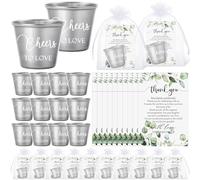 Uiifan 25 Set Wedding Favors for Guests Bulk Shot Glasses Cheers to Love Stainless Steel Shot Glasses with Thank You Cards Organza Bags for Guest Wedding Newlyweds Bridal Shower Gifts souvenir