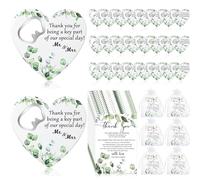 Uiifan 50 Sets Wedding Thank You Gifts Heart Shaped Bottle Opener Wedding Fridge Magnet Thank You Blessing Tag Card and Organza Bag Birthday Bridal Party Favor for Wedding Souvenirs