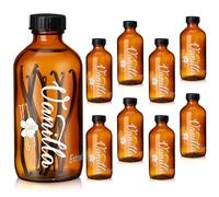 Uiifan 8 Pack 2 oz Amber Glass Bottle Boston Round Bottles with Caps Brown Vanilla Extract Bottles High Temperature Screen Printing for Syrup Gift Glass Food Storage Canister Set Sauce Beans