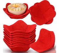 Uiifan Set of 20 Bowl Cozy Microwave Safe Cold Hot Bowl Holder Keeps Your Hand Safe Microwave Huggers Heat Resistant Pads for Dish Soup Plate Pot, 7.5 x 7.5 x 3.5 Inch (Red)