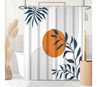 Uiiooazy Abstract Shower Curtain, Blue Leaves Mid Century Terracotta Arch Modern Minimalist Bath Curtain Mildew and Mould Proof Waterproof Polyester Opaque Bathroom Curtain with 12 Hooks 180Wx180Hcm