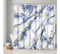 Uiiooazy Anti-Mould Shower Curtain, Shower Curtain 180 x 180 cm, Navy Blue, Washable Fabric Marble Effect Bath Curtains Waterproof, Blue Gradient Modern Bathroom Curtains with 12 Hooks