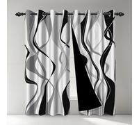 Uiiooazy Grey Curtains, Thermal Blackout Curtains, 140 x 260 cm, Striped Black Stripes, Light Grey, Thermal Insulated Curtain, Anti Cold and Heat Curtain with Eyelets for Indoor Living Room Kitchen
