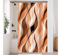 Uiiooazy Orange Shower Curtain, Abstract Striped Geometric Lines Bath Curtain Anti-Mould Waterproof Washable Polyester Fabric Bathroom Curtain with 8 Hooks 120 x 200 cm