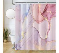 Uiiooazy Pink Marble Shower Curtain, Blue Violet Effect Bath Curtain Mildew and Mould Resistant Waterproof Polyester Fabric Washable Opaque Shower Curtain Set with 12 Hooks for Bathroom 180Wx240Hcm