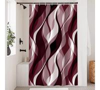 Uiiooazy Red Burgundy Shower Curtain, Anti-Mould Shower Curtain Abstract Stripes Black Striped Bath Curtains Waterproof Washable Fabric Bathroom Curtains with 8 Hooks 120 x 180 cm