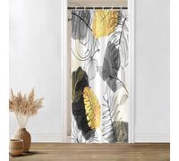 Uiiooazy Shower Curtain Narrow 90 x 180 cm, Grey Boho Style Tropical Abstract Black Gold Palm Leaves Jungle Shower Curtain Fabric Washable Waterproof Bathroom Curtain with 6 Hooks