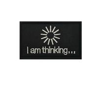 Uijodef Uijoddef Tactical Morale Patch, Black with White Embroidered I Am Thinking Design, Hook and Loop Fastener, 3.15 x 2 Inch