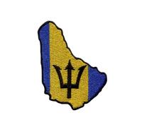 Uijokdef 1 PCS Island Shape and Barbados Flag Patches Iron On or Sew On Embroidered Tactical Military National Barbados Patch (Barbados)