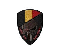 Uijokdef 1 PCS Skull and Belgium Flag Patches Hook and Loop Fastener Embroidered Tactical Military National Belgium Patch (Belgium 1)