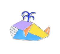 Uijokdef Decorative Enamel Animal Pin, Geometric Abstract Design, Multi-Color Metal Badge, 0.59x0.63 Inches, Butterfly Clasp, 0.8 Inches, Brass, no gemstone