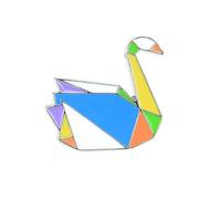 Uijokdef Decorative Enamel Animal Pin, Geometric Abstract Design, Multi-Color Metal Badge, 0.59x0.63 Inches, Butterfly Clasp, 0.8 Inches, Brass, no gemstone