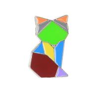 Uijokdef Decorative Enamel Animal Pin, Geometric Abstract Design, Multi-Color Metal Badge, 0.59x0.63 Inches, Butterfly Clasp, 0.8 Inches, Brass, no gemstone