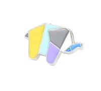 Uijokdef Decorative Enamel Animal Pin, Geometric Abstract Design, Multi-Color Metal Badge, 0.59x0.63 Inches, Butterfly Clasp, 0.8 Inches, Brass, no gemstone