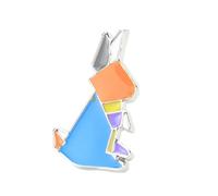 Uijokdef Decorative Enamel Animal Pin, Geometric Abstract Design, Multi-Color Metal Badge, 0.59x0.63 Inches, Butterfly Clasp, 0.8 Inches, Brass, no gemstone