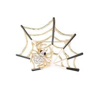 Uijokdef Elegant Spider Web Brooch Pin, Gold Alloy with Rhinestones, Halloween Costume Accessory, 1.69 x 1.93 Inches