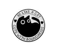 Uijokdef Funny Black Cat Energy Saving Mode Quote Metal Brooch Pin, Black and White, 1.18 Inch, Unisex Accessory with Butterfly Clasp, 0.8 Inches, Brass, no gemstone