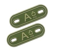 Uijokdef POS Blood Type PVC Shoe lace blood type buckle pendant tactical bag clothing zipper blood type seal pendant, size: 1.18 * 2.76 inches (Green A)