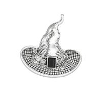 Uijokdef Vintage Style Witch Hat Brooch Pin, Tone with Crystal Rhinestones, Black Onyx Center, 1.3 x 1.26 Inches, 0.8 Inches, Brass, no gemstone