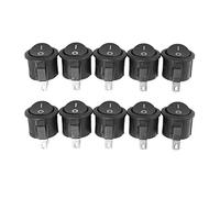 Uikdjgu 10 Pcs SPST Black Button On/Off Round Rocker Switch AC 6A/125V 3A/250V