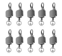 Uikdjgu 10X Heavy Duty Metal Retractable Carabiner Keychain Belt Badge Reels Clip 28.3Inch Reinforced Steel Wire Cord