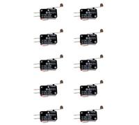 Uikdjgu 10X Mini Limit Switch Long Hinge Roller Lever Arm SPDT Snap Action LOT - Red and Black