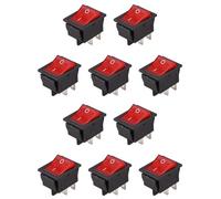 Uikdjgu 10X Red Light Illuminated 4 Pin DPST ON/Off Snap in Rocker Switch 16A 20A 250V AC